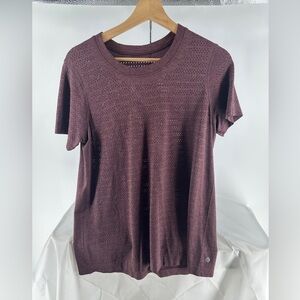 Lululemon Womens Bordeaux Short Sleeve Swiftly Breathe Shirt Stretch Yoga